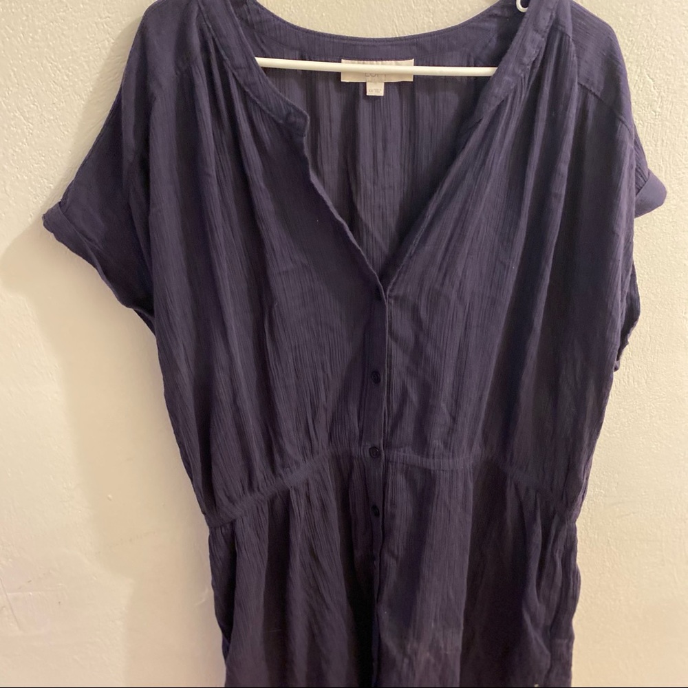 Loft navy blue boho long elastic waist blo…